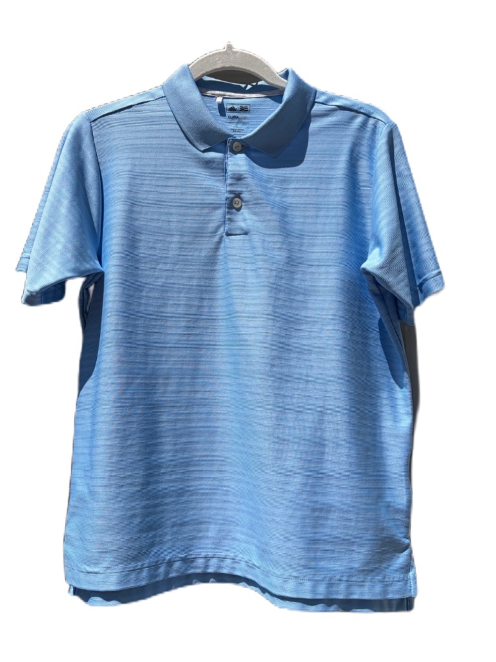 Adidas polo short sleeve golf shirt RCC logo boys Large blue